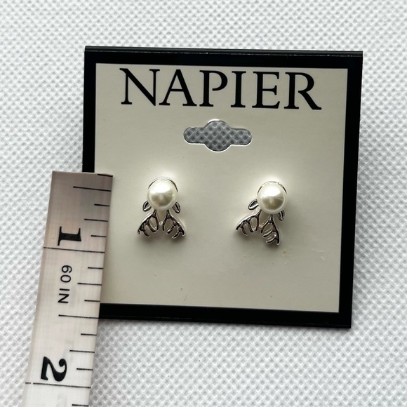 COPY - NAPIER-NWT Silver Pearl Earrings - Picture 2 of 3